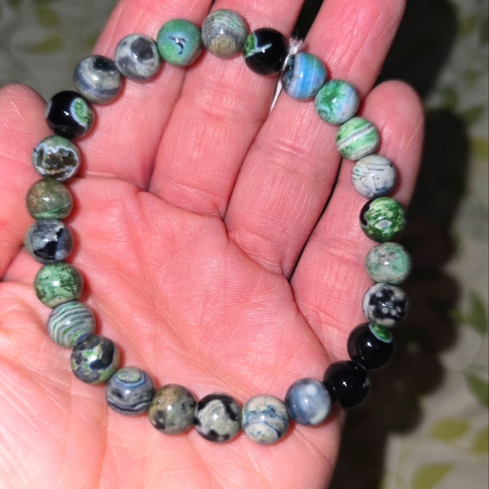 8mm Black Lace Rhodonite
